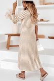 Striped V-neck Long Sleeve Casual Dress