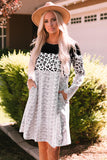 Striped Leopard Patchwork Lace T Shirt Dress