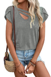 Strappy V Neck Overlap Short Sleeve Top