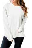 Orange Plain Crew Neck Pullover Sweatshirt