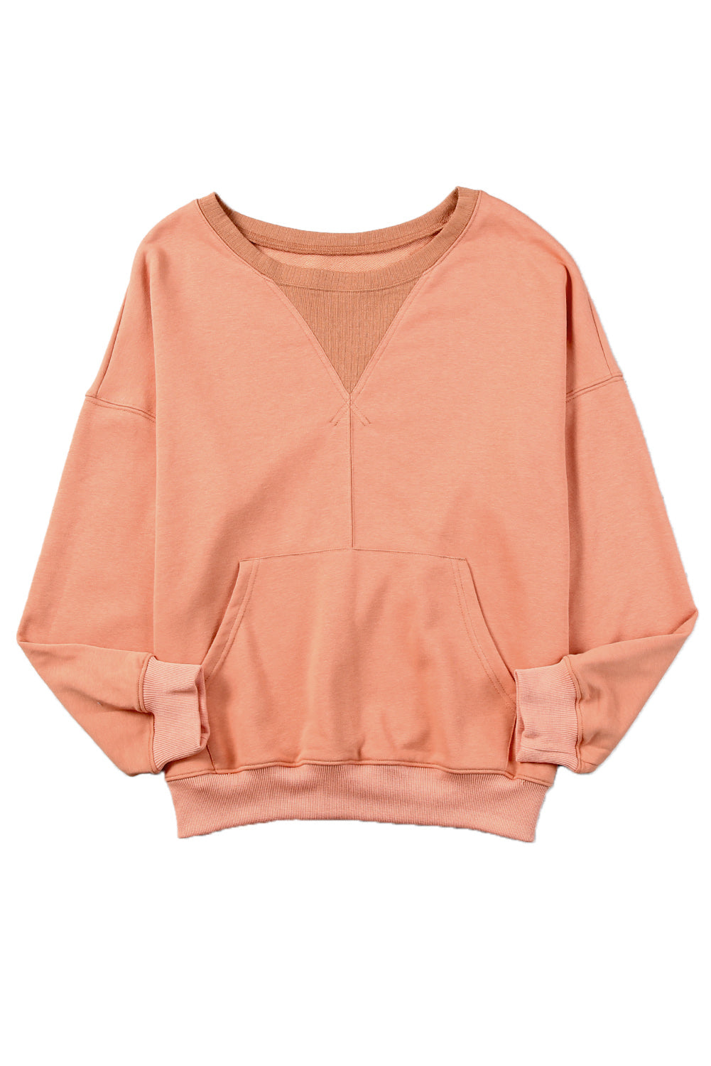 Drop Shoulder Sweatshirt with Kangaroo Pocket