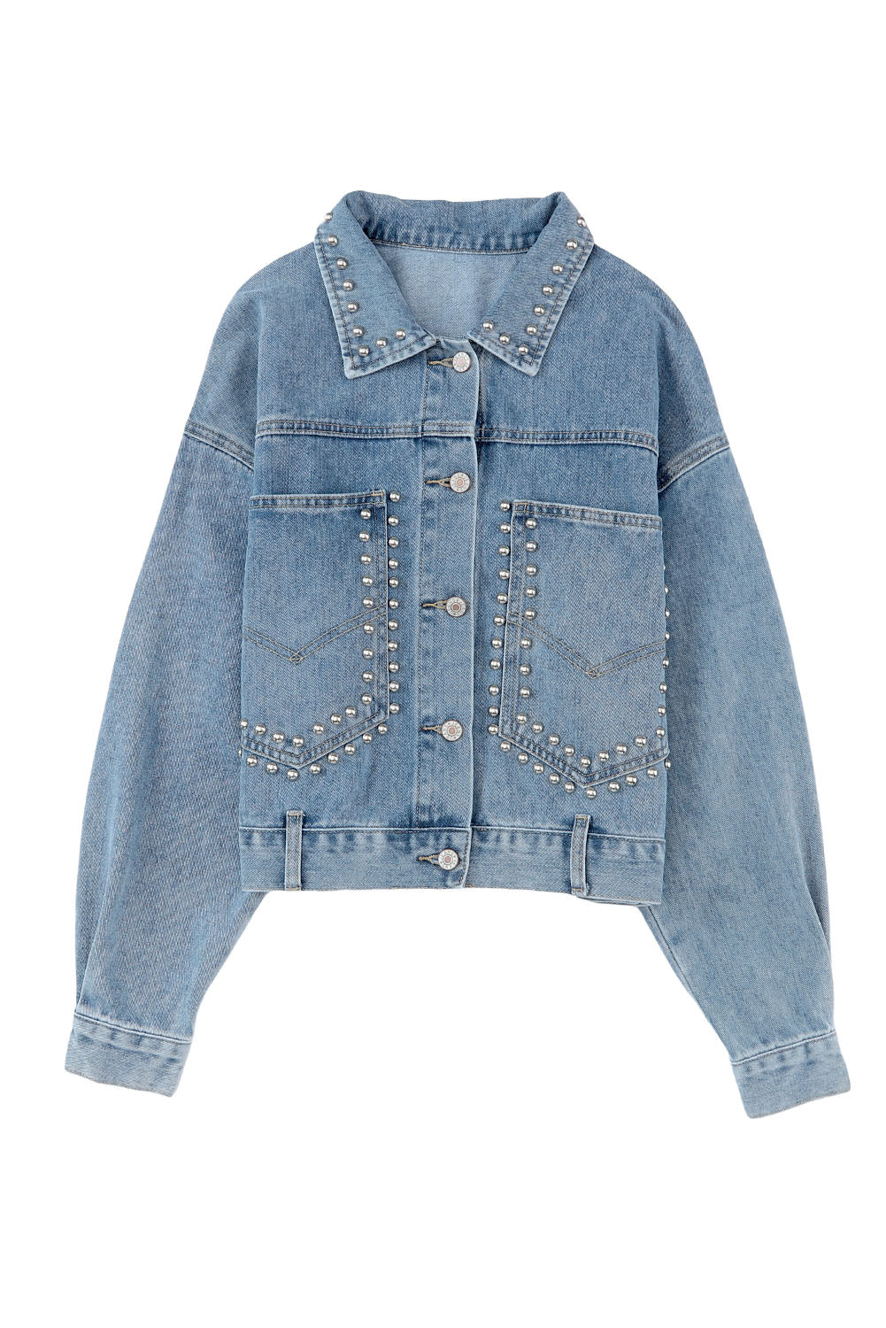 Rivet Studded Pocketed Denim Jacket