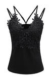 Lace Overlay Strappy Hollow-out Tank Top