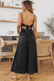 Spaghetti Straps Backless Knot Wide-Leg Jumpsuit