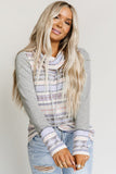 Aztec Print Waffle Knit Cowl Neck Sweatshirt