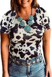 T-shirt slim marron à pois de vache occidentale