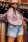 Pink Fringe Plus Size Cropped Jacket