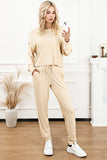 Ribbed Long Sleeve Drawstring Pants Set