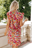 Ruffle Sleeve V-Neck Floral Dress