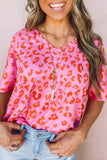 Leopard V Neck Short Sleeve Top