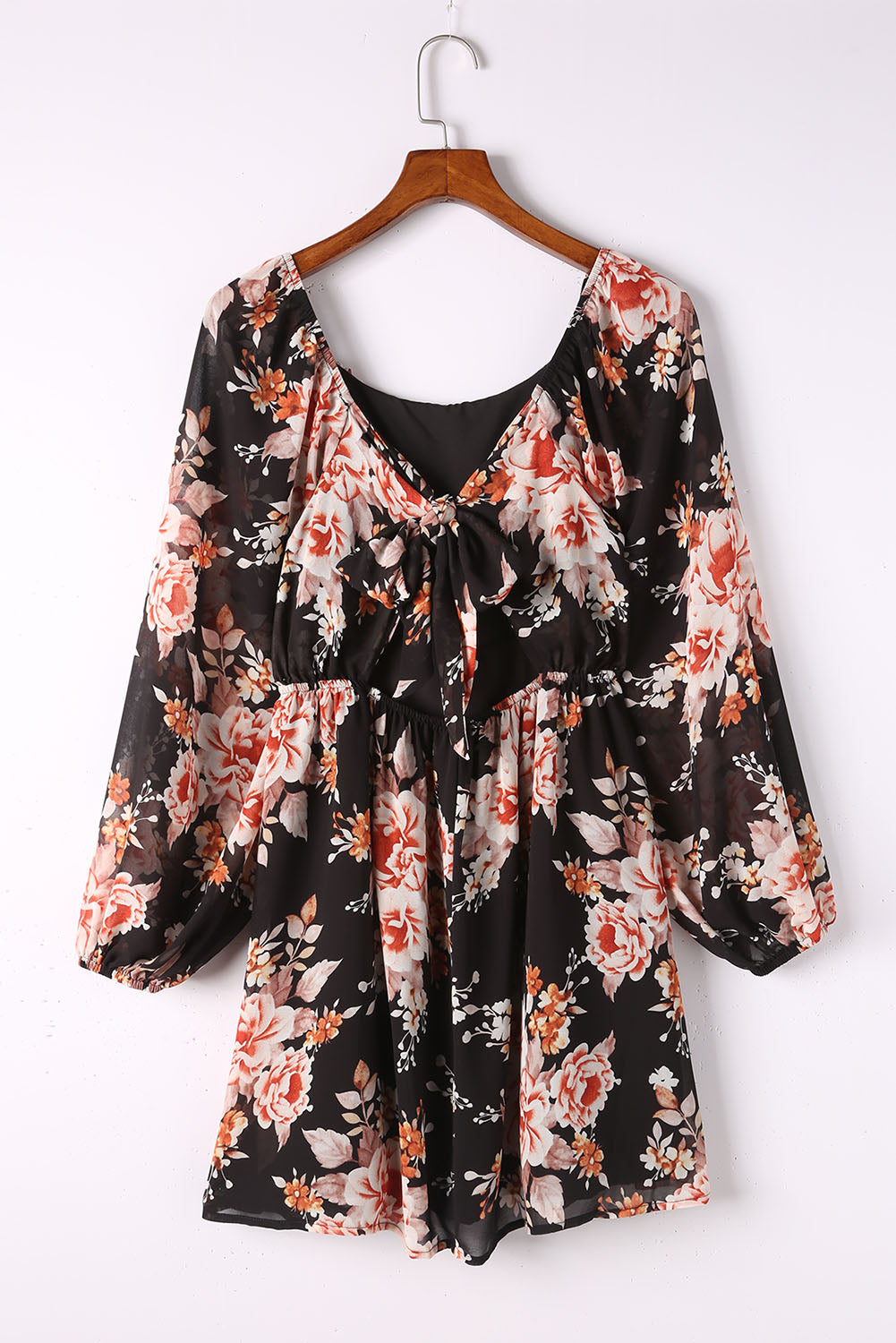 Floral Print Tie Back Mini Dress