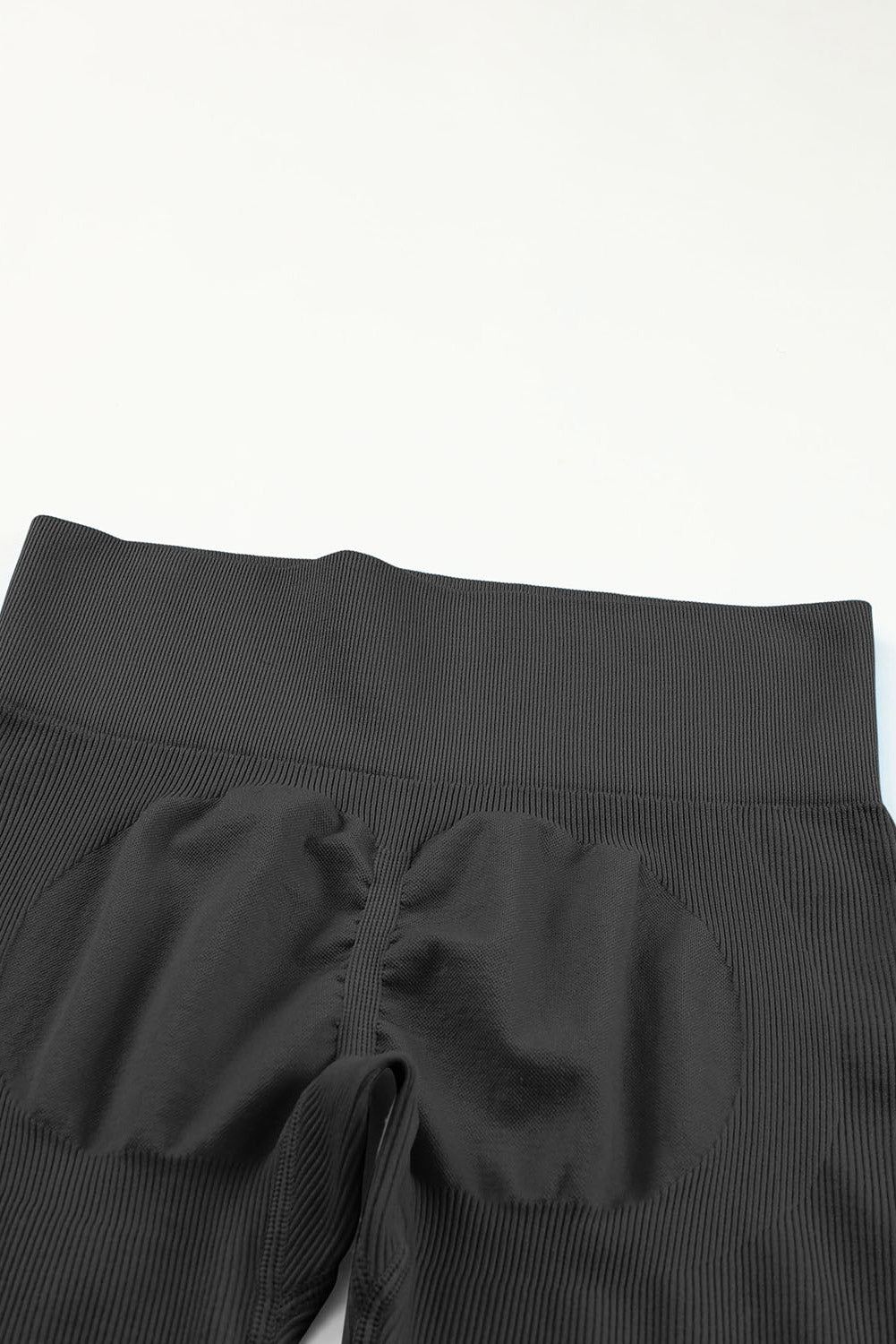 Pantalon de yoga taille haute côtelé noir