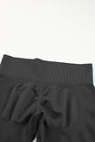 Pantalon de yoga taille haute côtelé noir