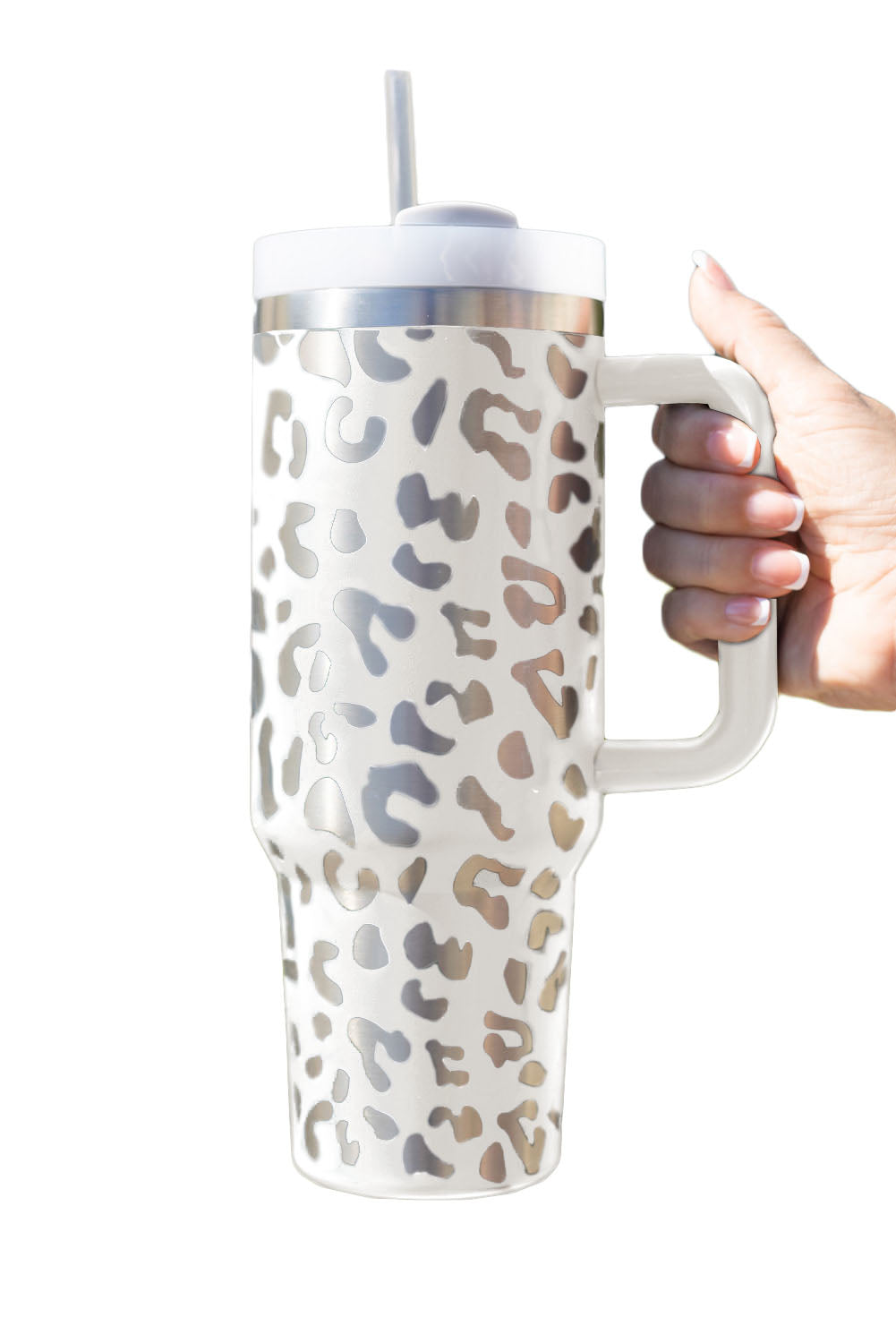 Leopard Print 40OZ Stainless Steel Portable Cup with Handle