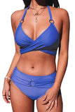 Halter Neck Criss Cross High Waist Bikini Set