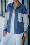 Leopard Patchwork Corduroy Buttoned Shirt Jacket