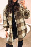 Plaid Flap Pocket Smocked Cuff Shacket