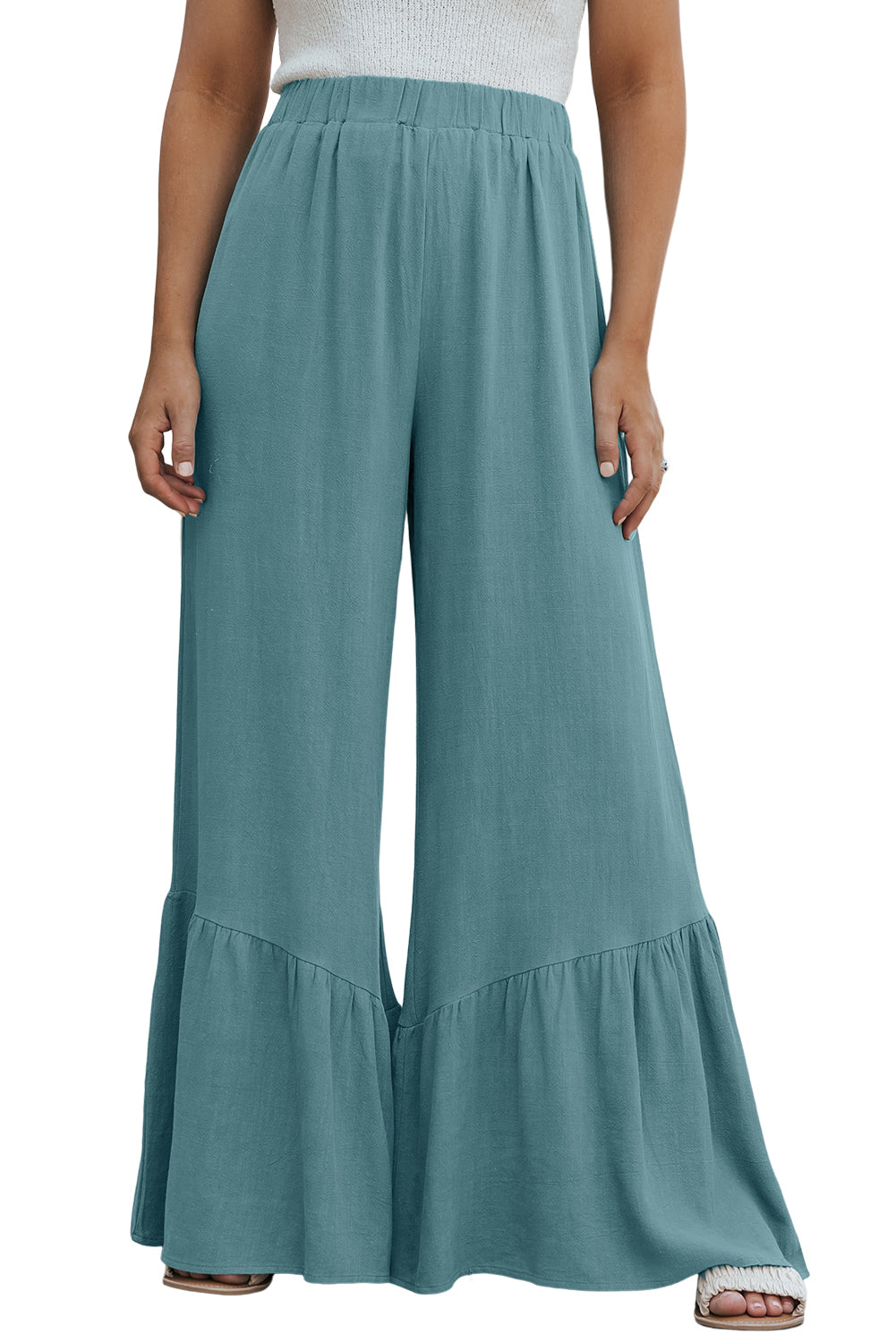 High Waist Ruffled Wide-Leg Pants