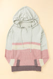 Color Block Knit Kangaroo Pocket Hooded Sweater