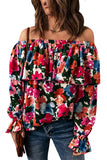 Blouse à épaules dénudées et à volants imprimé floral