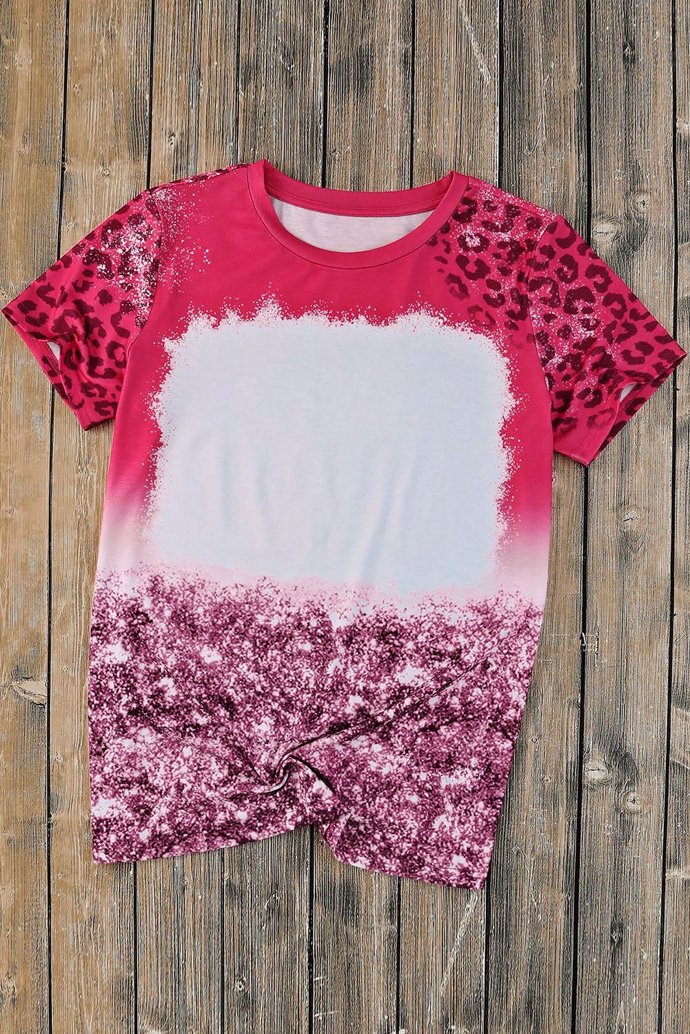 Leopard Blank Bleached Graphic Print Short Sleeve T Shirt