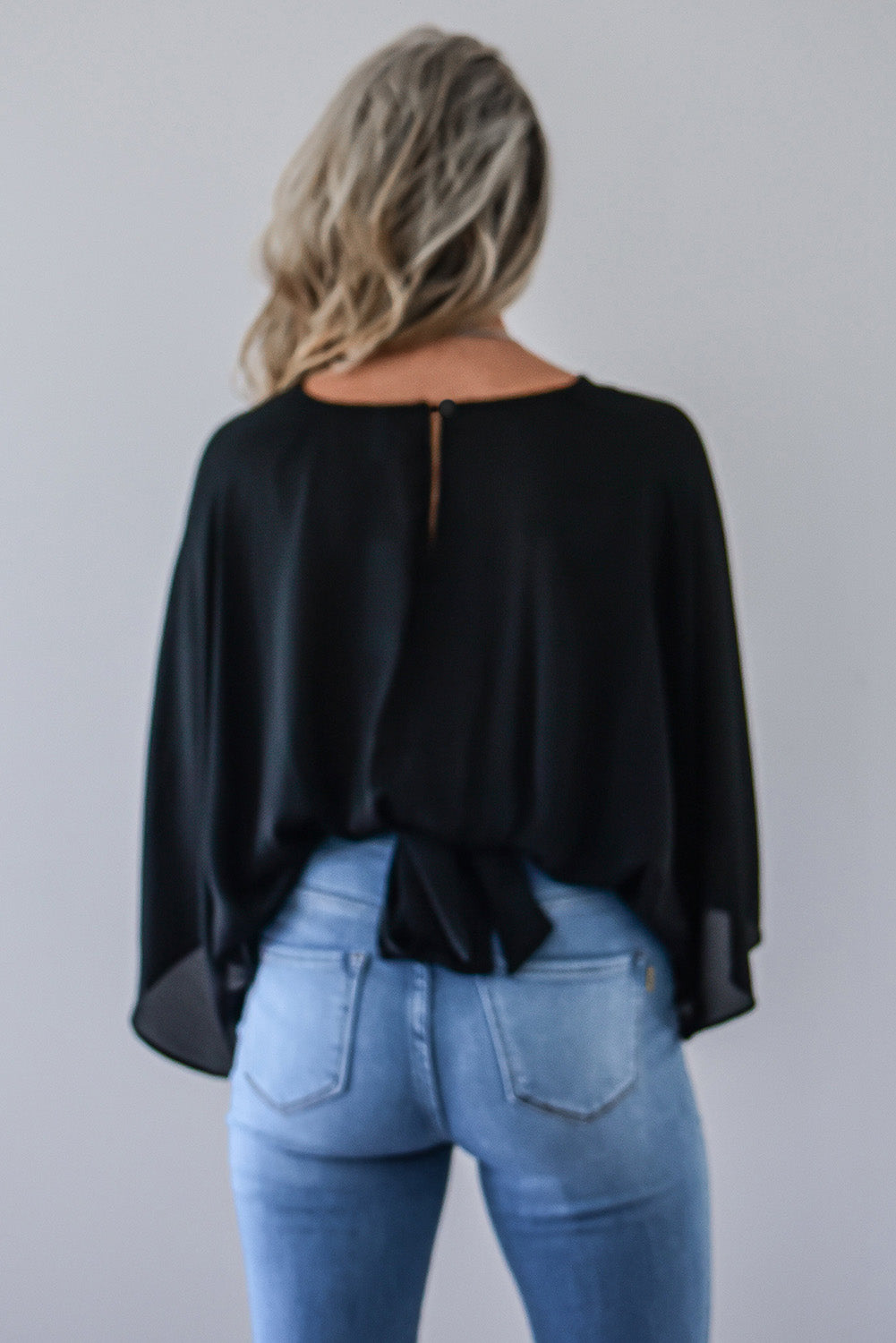 V Neck Flared Sleeves Crop Top