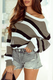 Striped Colorblock Pattern Knit Sweater