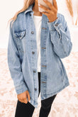 Acid Wash Flap Pocket Boyfriend Shacket