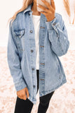 Acid Wash Flap Pocket Boyfriend Shacket