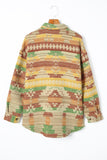 Multicolor Plus Size Flap Pockets Aztec Print Jacket