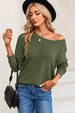 Pull vert à manches chauve-souris et col rond en tricot texturé