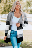 Open Front Colorblock Cardigan with Pockets