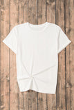 Khaki Casual Plain Crew Neck Tee