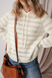 Peach Blossom Pointelle Knit Raglan Sleeve Hooded Sweater