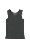 Ruched Shoulders Ribbed Knit Tank Top