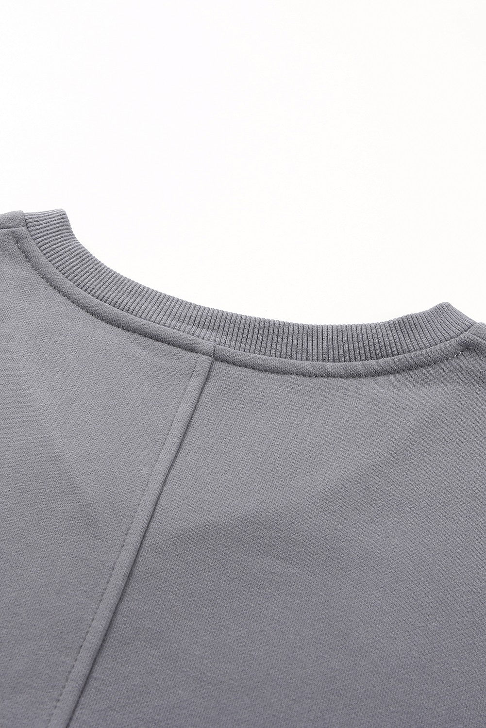 Ribbed V Neck Drop Shoulder Sweatshirt