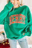 White MERRY Graphic Pullover Sweatshirt