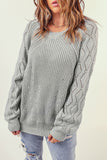 Hollow-out Puffy Sleeve Knit Sweater