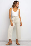 Paperbag Waist Straight Leg Cropped Pants