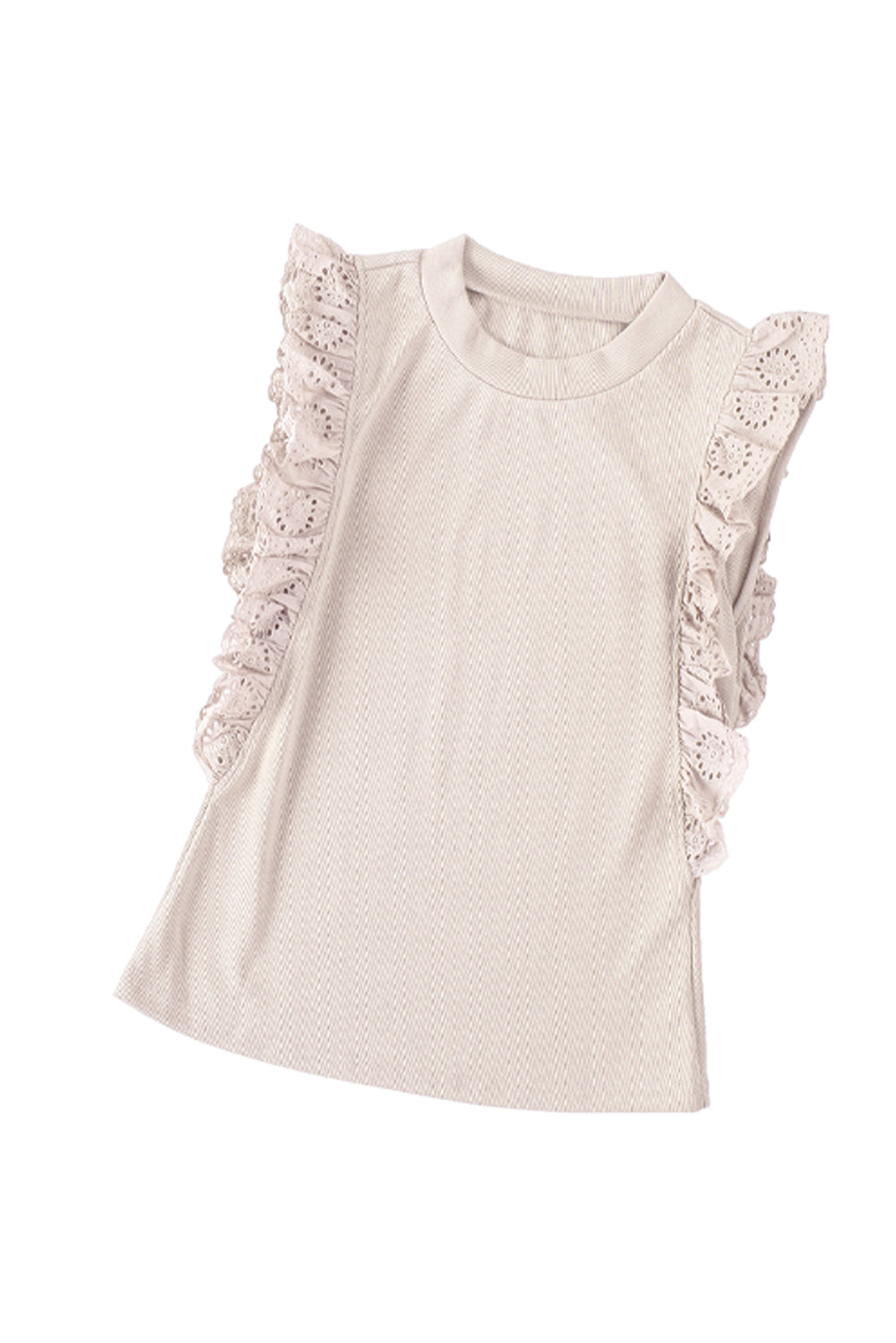 Ruffled Lace Patch Knit Tank Top