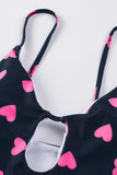 Sweet Heart Print Cut out Backless One-piece Swimwear