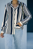 Brown Striped Modern Women Shirt