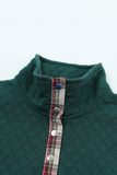 Geometric Texture Plaid Trim Sweatshirt