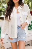 Lace See-through Button Collared Shacket