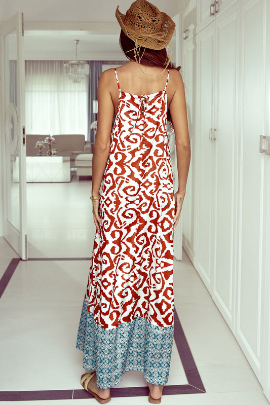 Boho Geometric Print Sleeveless Maxi Dress