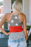 American Flag Color Block Sleeveless Top