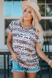 Print Color Block V Neck Tunic Top