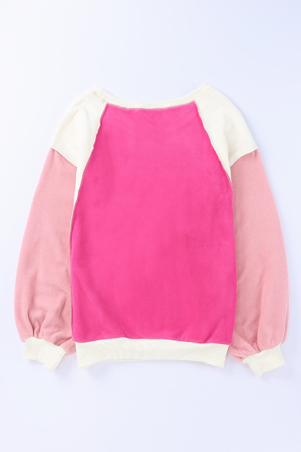 Sweat-shirt en molleton à manches longues et color block rose