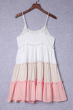 White Frill Straps Color Block Tiered Tank Top