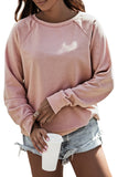 Pink French Terry Cotton Blend Pullover Sweatshirt